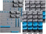 Giantz Storage Bin Rack, 88 Bins Garage Tool Storages Shelving Wall Mounted Toolbox Shelf Bracket Home Workshop Garden Organiser, 2 Durable Peg Boards 4 Shelves 100 Tool Holders Blue Black