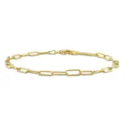 Amour 18k Yellow Gold Plated Sterling Silver 3mm Fancy Paperclip Anklet - 9 in.