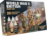The Army Painter, Historical: WWII British Paint Set, 20 x 18 ml Warpaints Fanatic: 14 acrylic, 4 Washes, 1 Effect & 1 Metallic - Miniature Paint for British Armed Forces