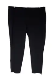 Eileen Fisher Black Heavyweight Rayon Knit Slim Ankle Zip Pant Size 2X NWT