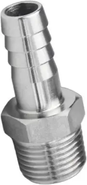 3/8" ID Hose Barb x 1/8" NPT Male Thread 316 Stainless Steel Barbed Fitting