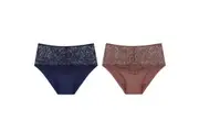 2pcs Triumph Essential Lace Maxi Womens Underwear Full Briefs Navy Blue Cacao Brown Undies Ladies Panties