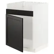 METOD base cab f HAVSEN single bowl sink, white/Lerhyttan black stained, 60x60x80 cm