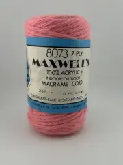 Vintage New Old Stock Maxwell's Macrame Cord - 8073 - 7-Ply - Pink 100% Acrylic