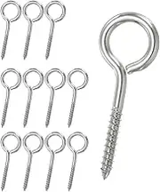 uxcell Screw Eyes 1/4 x 3.1 Inch / M6x80mm, 12 Pcs 304 Stainless Steel Eye Screw Hooks Self Tapping Eye Bolt for Wood Securing Cables Wire, Indoor & Outdoor Use, Silver