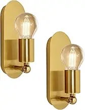 Vintage Sconce Wall Light, 2 Pack Industrial E27 Wall Lamp, Metal Indoor Adjustable Retro Gold Antique Brass Loft Sconce, Wall Mount Lamp