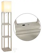 BRIGHTECH Maxwell Natural LED Shelf Floor Lamp With USB Port