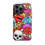 For iPhone 11 12 13 14 Mini, Plus, Pro, Pro Max Comic Style Skull iPhone Case