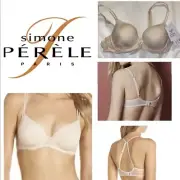 Simone Perele Bra 32B Promesse 3D Spacer Plunge 12H316 Petal Peach Nude Lace New