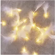 White Feather Fluffy LED Fairy Lights battery powered - party table centrepiece bedroom night light