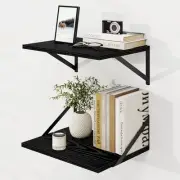 Deep Floating Shelves for Wall, Black Wood Wall Mounted Shelves, Large