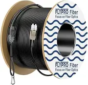 FLYPROFiber- OM3 LC to LC Outdoor Fiber Patch Cable 50m/164ft, Direct Burial, Industrial TPU, Uniboot Armored Multimode, 10GB/40GB 50/125um, Duplex with Pulling Eye Kit, OD-5mm