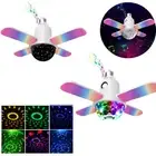RGB Dimmable Smart LED Ceiling Light Fan Lamp Bluetooth Remote Music Speaker