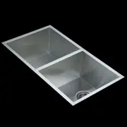 BRIENZ Stainless Steel Kitchen Sink - 820mm DEEP Double Bowl Square Corners - Under/Top Mount