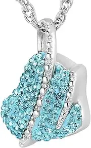 BIAIHQIE Crystal Heart Memorial Ashes Jewelry Cremation Pendant Small Urn Ashes Necklace Stainless Steel Keepsake-Blue