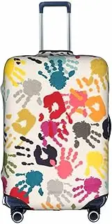 [CADREWY] Hand Print Print Decorative Washable Luggage Cover Personalized Anti Scratch Suitcase Protector, White, Medium