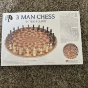 3 Man Chess - Circular Board - All Pieces Included Made in the USA NEW Sealed