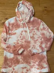 ladies tie dye hoodie Salmon Pink Size Large NWT Pullover Sweatshirt
