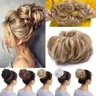 Blonde as Human Hair Extensions Wrap Messy Hair Bun Curly Heat Ponytail US STOCK