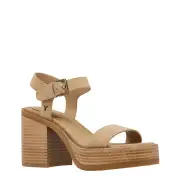 BLOOMED LATTE SUEDE PLATFORM HEELS