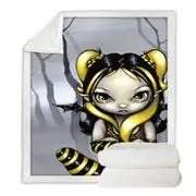 Gothling Bumblebee Goth Elf Girl in Eerie Forest Throw Blanket
