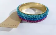 Lee Angel Neiman Marcus Women's Mesh Dot Bangle Bracelet NWT 195 Blue RAINBOW