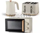 Scandi Style 3KW Kettle 4 Slot Toaster & Matching Cream Microwave Kitchen Set