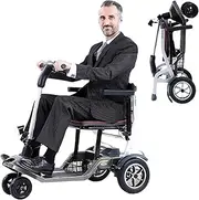 3 Wheel Foldable/Folding Electric Wheelchair Portable Mobility Scooters For Seniors Adults, Lightweight Foldable Motorized Hand Cycle Wheelchair With Seat For All Terrain For Ou