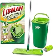 Libman Rinse 'n Wring Mop and Bucket System | Microfiber Floor Mop | Hardwood Floor Cleaner | Wet & Dry Mop | Clean & Dirty Water Chambers | Power Blades | 2 Total Microfiber Pads,Green