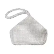 Soft Beaded Ladies Clutch Bag For Banquets Silver Women's Bags & Handbags