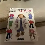 Simplicity Crafts 4786 Sewing Pattern for 18" Tall Doll Winter Clothes New Uncut