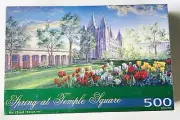 Spring at Temple Square Chad Hawkins Jigsaw Puzzle 500 Pieces 15''x 30''