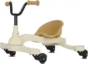 XCJump Twist Drift Car, Ride On Toy Swing Car for Kids 3-10, Foldable Four Wheel Anti Rollover Scooter, Flashing Wheels Gliding Cars, Lightweight Push Scooter for Boys & Girls (Beige)