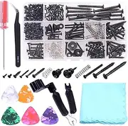 Mardatt 275Pcs Guitar Screws Assortment Kit Includes 9 Types Guitar Screws with Springs Strap Buttons for Guitar Bridge, Pickup, Pickguard, Switch, Tuner, Neck Plate, Guitar DIY (Black, Metric)