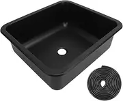 RV Sink 304 Versatile Large Capacity Rectangular Kitchen Wash Basin Silver Brushed Polished for Caravan Motorhome Boat Yacht (Black Spraying Plastics)