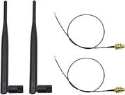 Highfine 2 x 2.4GHz 6dBi Indoor Omni-directional Wifi Antenna 802.11n/b/g RP-SMA Female Connector + 2 x 20cm/8 U.FL / IPEX to RP-SMA Pigtail Antenna WiFi Cable