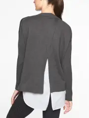 ATHLETA Highland Crossback Sweater, NWT, Size Medium, Charcoal Heather