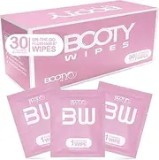 BOOTY WIPES for Women | 30 Premium Individually Wrapped Flushable Wet Wipes for Travel | Flushable Wipes for Adults | Feminine Wipes with Vitamin-E & Soothing Aloe | 100% Nonwoven & Biodegradable