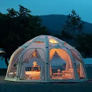 Large Canvas Blow Up Tent, Inflatable Tents for Camping with Stove Jack, Luxury Camping Tents, Easy Setup Waterproof Starry Sky Dome Tent Oxford Cloth Tent
