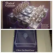 Conquest Of The Dragon Lords Chess Set By Mystical Creations w/ Glass Dust Cover