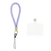 Phone Lanyard, Nylon Detachable Wrist Strap with Phone Patches, Purple