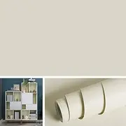 [Livelynine] Solid Beige Contact Paper for Cabinets Removable Wallpaper Peel and Stick Countertop Old Furniture Decorations Stick On Backsplash Adhesive Shelf Liners for Kitchen Cabinet 15.8"x78.8"Roll