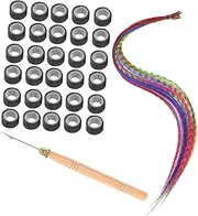 HAKIDZEL 13 Colorful Hair Extensions Hair Accessories Colorful Braid Extensions Micro Beads Crochet Loop Tool Crochet Hook Needle High Temperature Silk