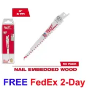 Milwaukee Reciprocating Saw Blade 6" 5-TPI Cutting Nail-Embedded Wood (50-Pack)
