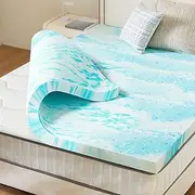 Sweetcrispy Mattress Topper King, 2 Inch Thick Memory Foam Gel Infused Cooling Toppers Pad for King Size Bed, Sleeper Sofa, RV, Camper, CertiPUR US Certified, Ventilated and Breathable, King, Queen