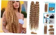 Blonde Human Braiding Hair Water Wave Bulk Human Hair 100g-14 Inch 27#-Water