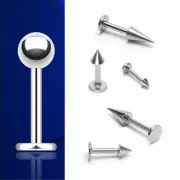 5pc 3mm Steel Ball Cone Labret Ring Monroe Lip Stud Ear Tragus Piercing 6/8/10mm