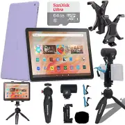Amazon Fire HD 10 10.1" 32GB Wi-Fi Tablet, 13th Gen, Lilac + Pro Recording Kit