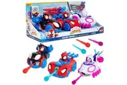 Marvel Spidey and His Amazing Friends Web Dart Zoomers 3 Pack Vehicle Set - Spider-Man, Miles Morales/Spin Gwen Stacy Ghost - 3 Cars w/ Load Launch Darts - Spider-Verse Gift for Kids, Boys, Girls
