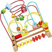 BCOATH Preschool Bead Maze Multi Function Wooden Puzzle Plaything for Smooth Engaging Colors Encourages Fine Motor Skills and Logical Thinking
